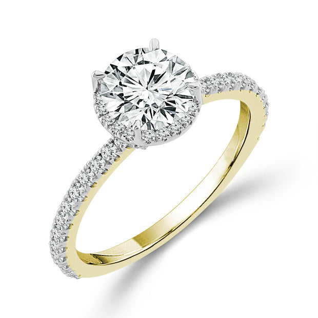 14K Yellow Gold 2.00 Ctw  Lab-Grown Diamond Round Engagement Ring