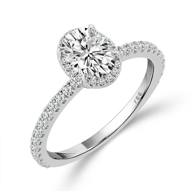 14K White Gold Lab-Grown 1.88 CTW Oval Diamond Engagement Ring