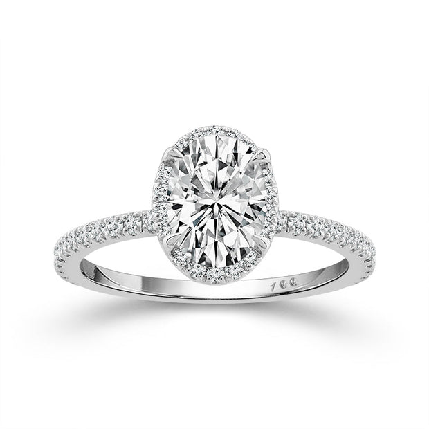 14K White Gold Lab-Grown 1.88 CTW Oval Diamond Engagement Ring