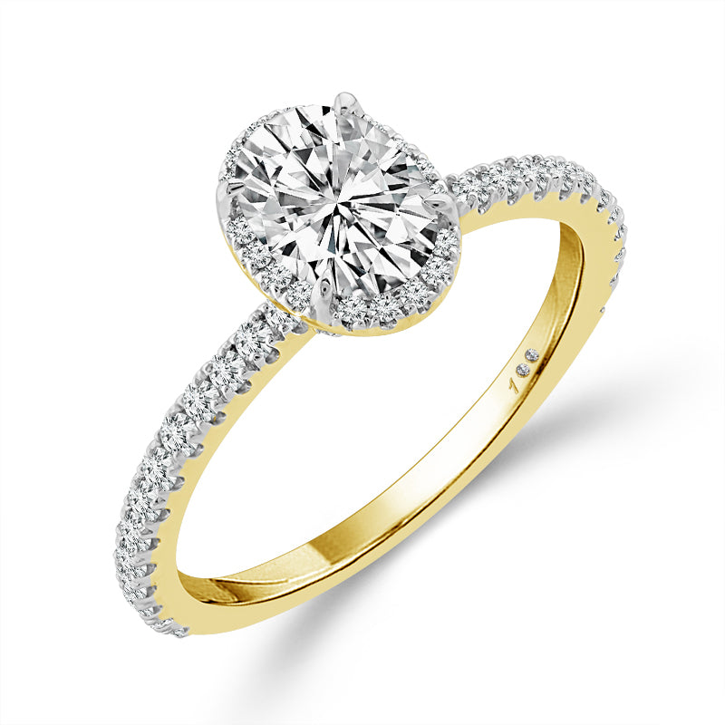 14K Yellow Gold 1.88 ctw Lab-Grown Diamond Oval Engagement Ring