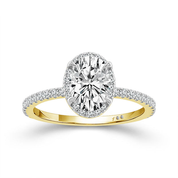 14K Yellow Gold 1.88 Ctw  Lab-Grown Diamond Oval Engagement Ring