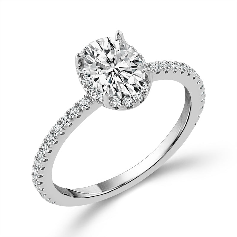 14K White Gold Lab-Grown 1.10 ctw Oval Diamond Engagement Ring