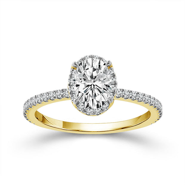 14K Yellow Gold 1.10 Ctw Lab-Grown Diamond Oval Engagement Ring