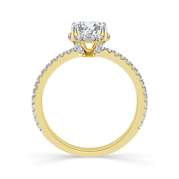 14K Yellow Gold 1.10 Ctw Lab-Grown Diamond Oval Engagement Ring