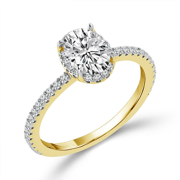 14K Yellow Gold 1.10 Ctw Lab-Grown Diamond Oval Engagement Ring