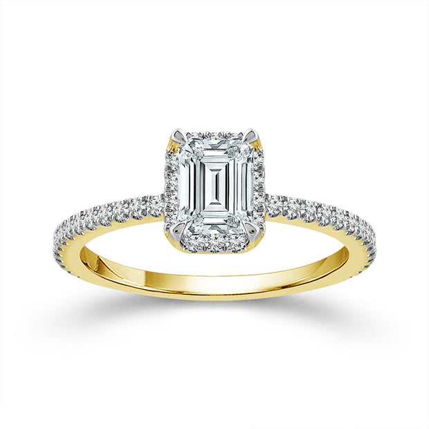 14K Yellow Gold Lab-Grown 1 CTW Emerald Diamond Engagement Ring
