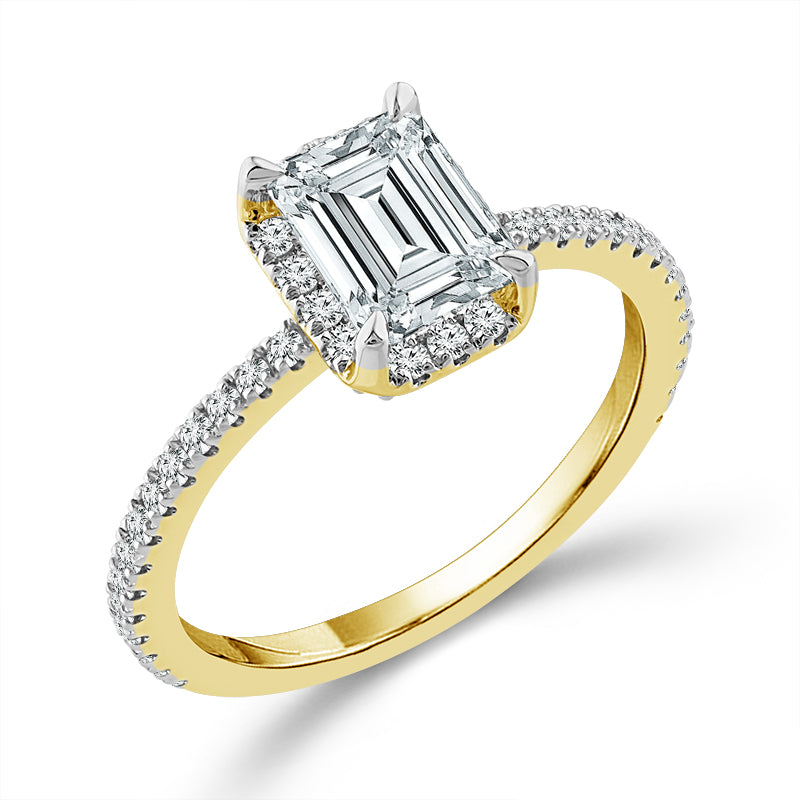 14K Yellow Gold Lab-Grown 1 ctw Emerald Diamond Engagement Ring