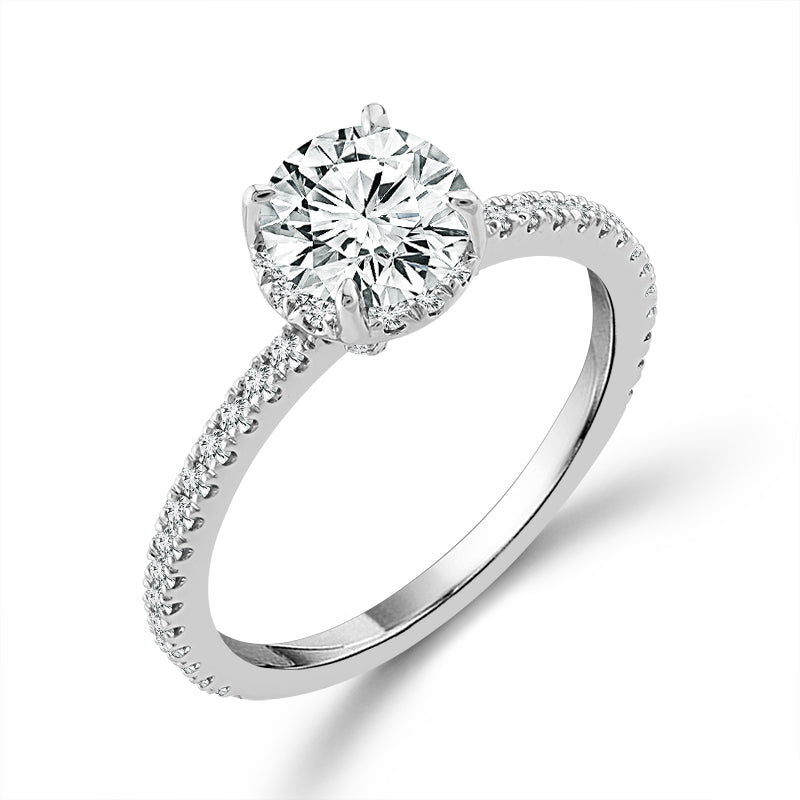 14K White Gold Lab-Grown 1 ctw Round Diamond Engagement Ring