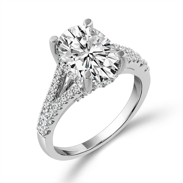 14K White Gold LAB-GROWN 2.75 Ctw Oval Diamond Ring