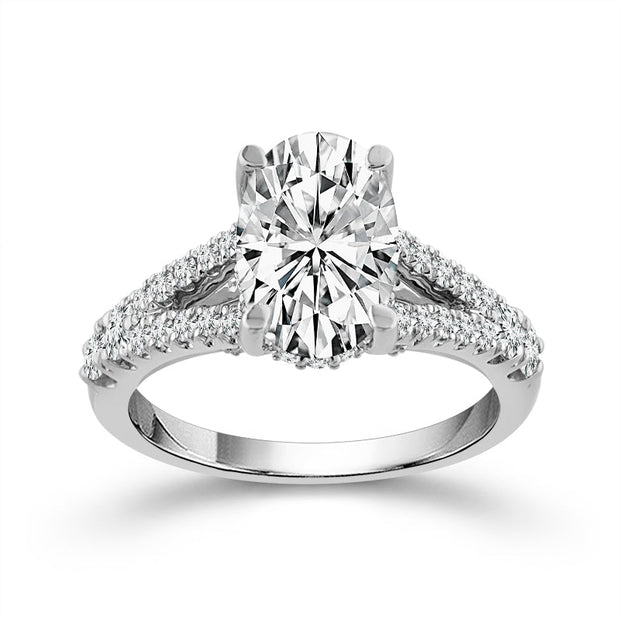 14K White Gold LAB-GROWN 2.75 Ctw Oval Diamond Ring