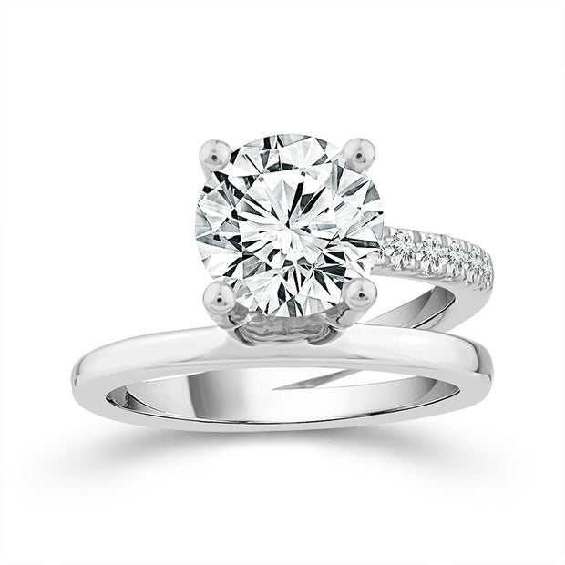 14K White Gold Lab-Grown 2.10 CTW Round Diamond Engagement Ring