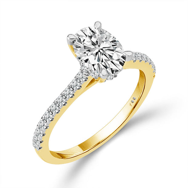 14K Yellow Gold Lab-Grown 1.33 CTW Oval Diamond Engagement Ring