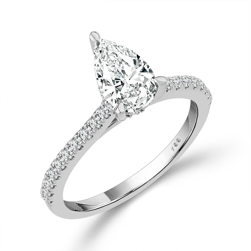 14K White Gold Lab-Grown 1.33 ctw Pear Engagement Ring