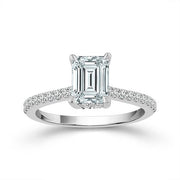 14K White Gold 1.33 Ctw Emerald Diamond Lab-Grown Engagement Ring
