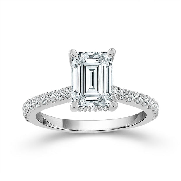 14K White Gold 2.50Ctw Lab-Grown Diamond Radiant Engagement Ring