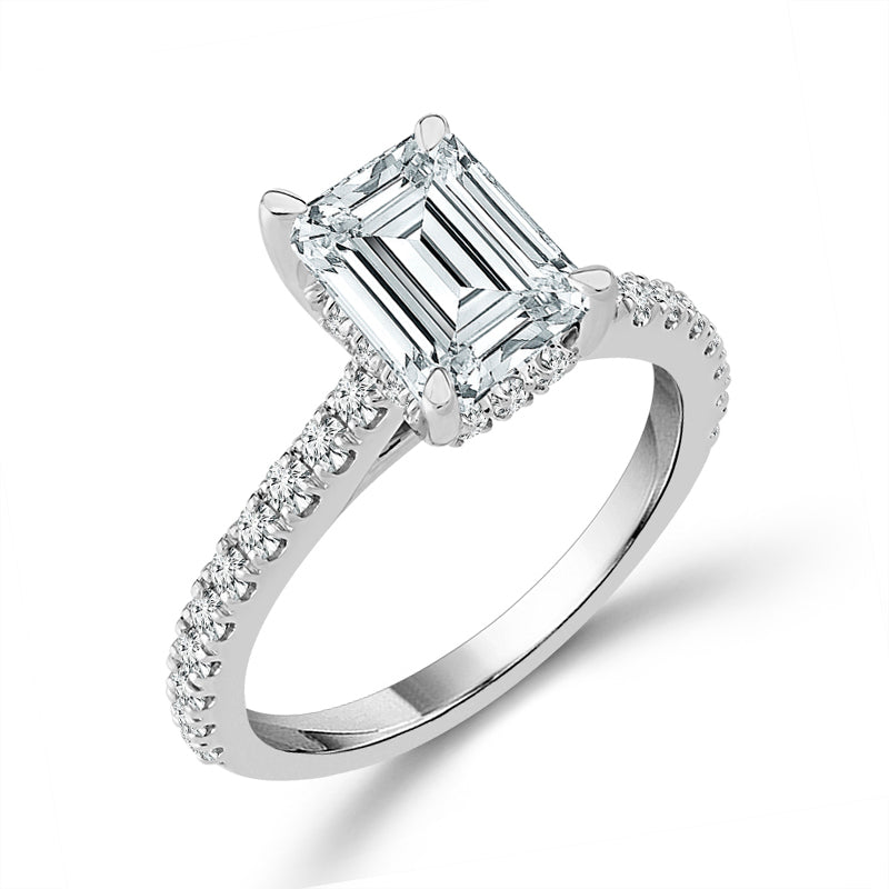 14K White Gold 2.50ctw Lab-Grown Diamond Radiant Engagement Ring