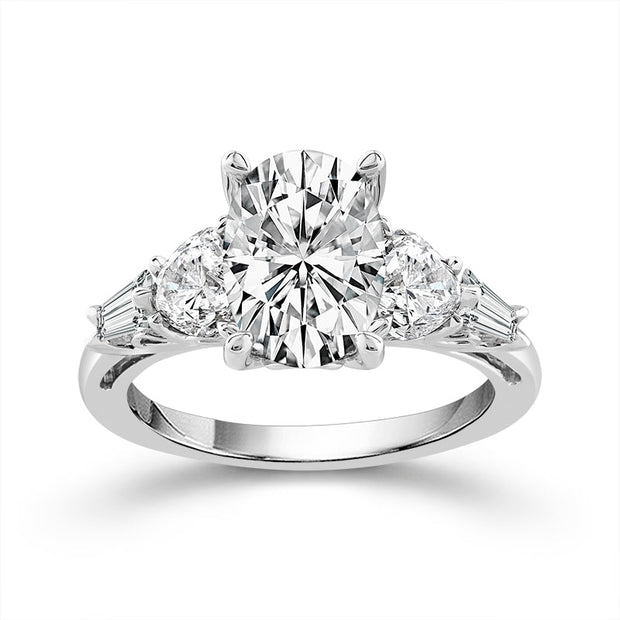 14K White Gold 3.75 Ctw Oval Lab-Grown Diamond Ring