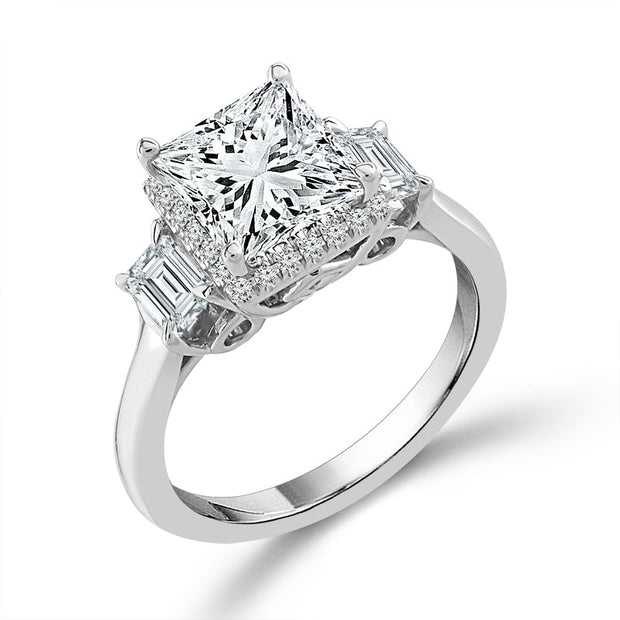 14K White Gold 2.75 Ctw Princess Lab-Grown Diamond Engagement Ring