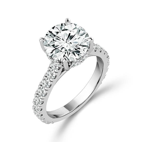 14K White Gold 4.00 Ctw Lab-Grown Diamond Round Engagement Ring