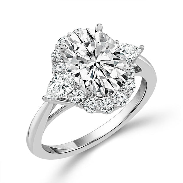 14K White Gold Lab-Grown 2.75 Ctw Oval Diamond Engagement Ring