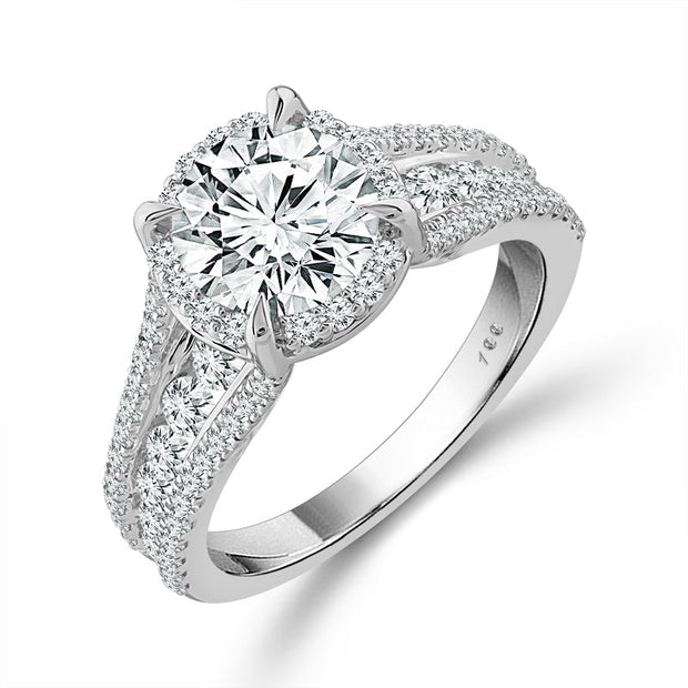 14K White Gold Lab-Grown 2.5 CTW Round Diamond Engagement Ring
