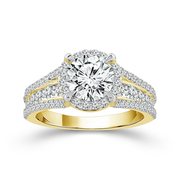 14K Yellow Gold 2.50 Ctw Lab-Grown Diamond Round Engagement Ring