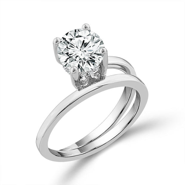 14K White Gold 1.50 Ctw Diamond Lab-Grown Diamond Round Solitaire Engagement Ring
