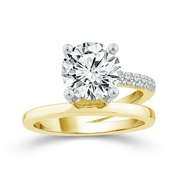 14K Yellow Gold 2.10 Ctw Round Lab-Grown Diamond Engagement Ring
