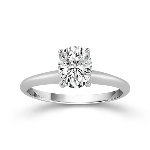 14K White Gold 1.25 Ctw Lab-Grown Diamond Oval Solitaire Ring