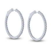 14k white gold 2.50 ctw Diamond Hoop Earrings