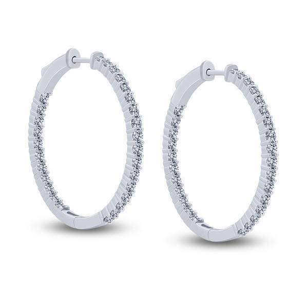14k white gold 2.50 ctw Diamond Hoop Earrings