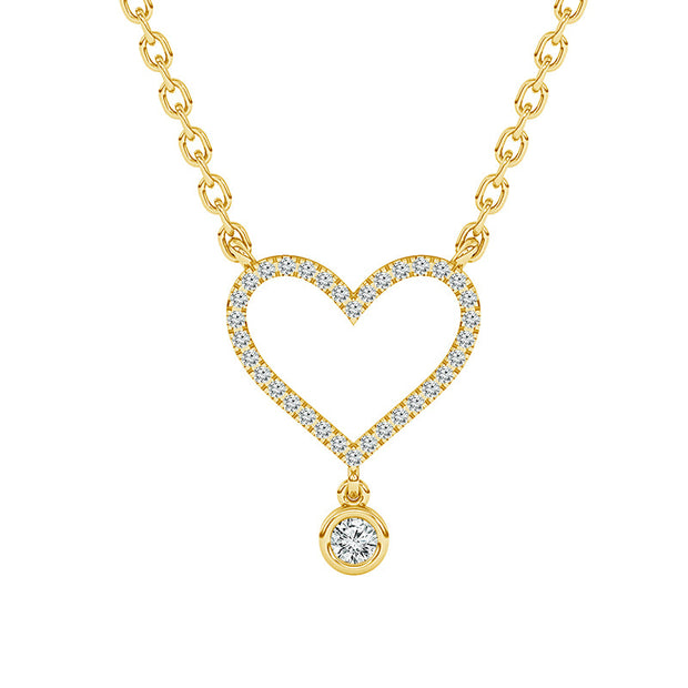 10K Yellow Gold 0.10 Ctw Diamond Heart Necklace
