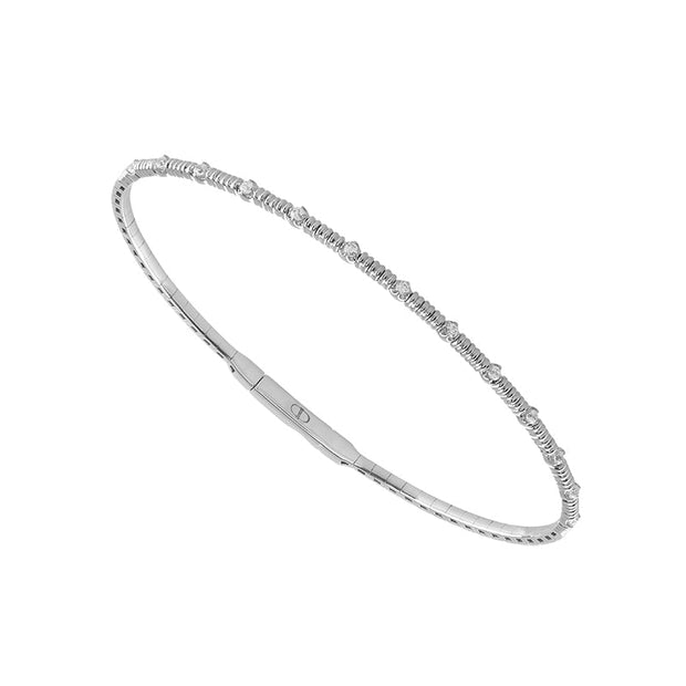 14K White Gold 0.20 CTW TITANIUM WIRE Round Diamond BANGLE