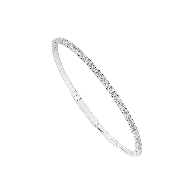 14K White Gold 1 CTW BANGLE TITANIUM WIRE Round Diamond Bangle