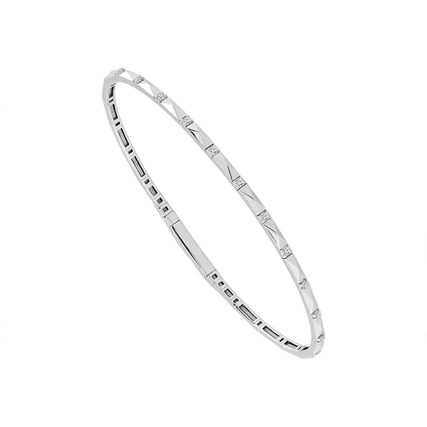 10K White Gold 1/6 CTW  TITANIUM WIRE Round Diamond Bangle