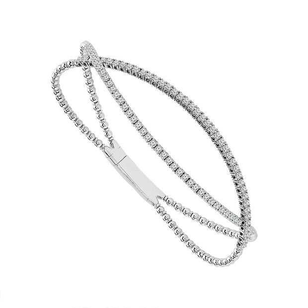 14K White Gold 1 CTW TITANIUM WIRE  Round Diamond Bangle