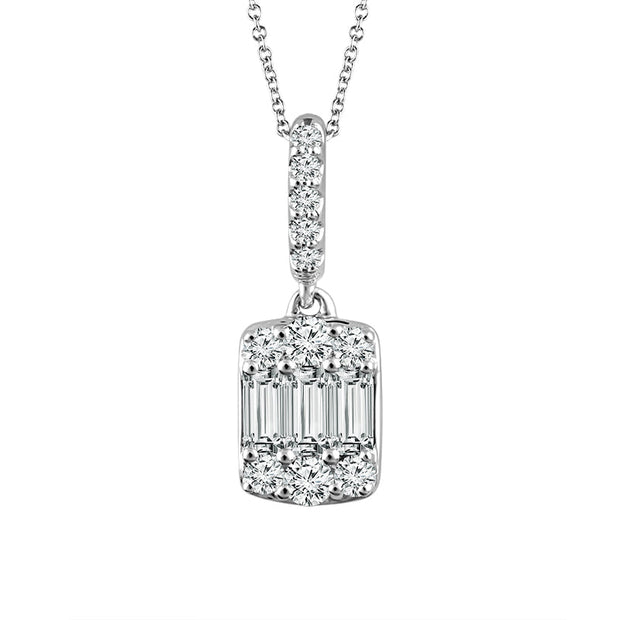 14K White Gold 0.20 CtW DIAMOND BAGUETTE Pendant