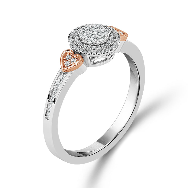 10K Two Tone 0.25 ctw Diamond Round Promise Ring