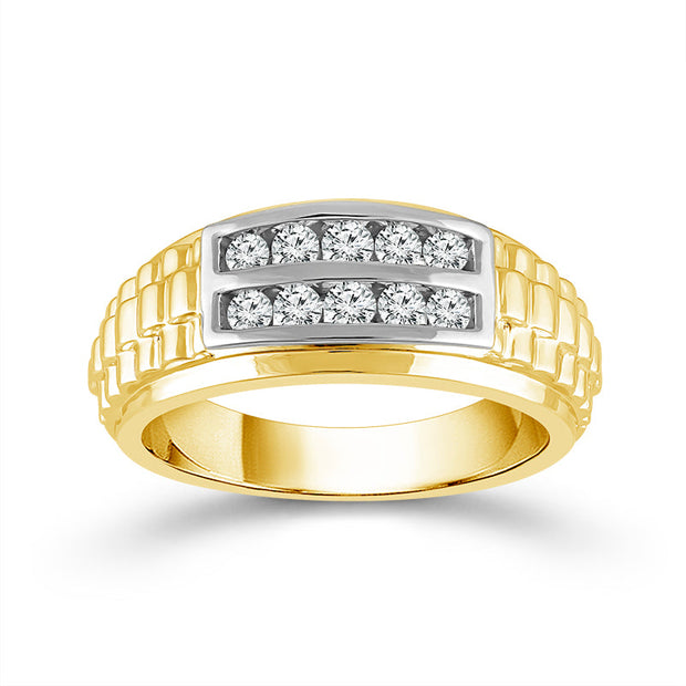 10K Ring Yellow Gold 0.50 Ctw DIAMOND MEN'S RING