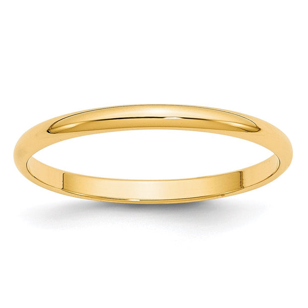 14KY 2mm LTW Half Round Band Size 8