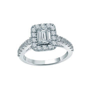 14K White Gold Diamond Emarald Cut Bridal set