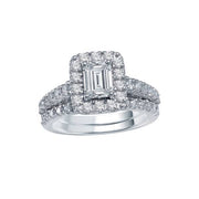 14K White Gold Diamond Emarald Cut Bridal set