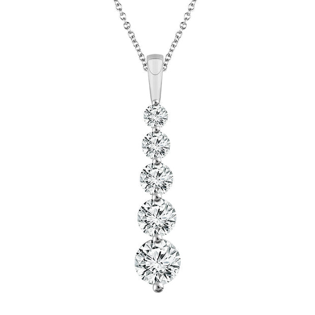 14K White Gold 0.75 CtW DIAMOND 5 Stone Pendant