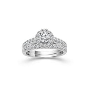 14k White Gold 1.25 ctw Diamond Round Bridal Set