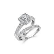 14K White Gold 1.25 ctw Princess Cut Diamond Bridal Set