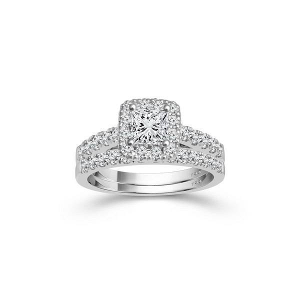 14K White Gold 1.25 ctw Princess Cut Diamond Bridal Set