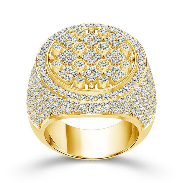 14K Yellow Gold 4 Ctw Diamond Men's Ring