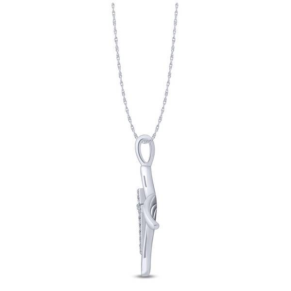10K WHITE GOLD 0.10 CTW Diamond Cross INFINITY Pendant