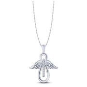 10K WHITE GOLD 0.10 CTW Diamond Cross INFINITY Pendant
