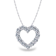 10K White Gold 1.00 CTW DIAMOND HEART Pendant